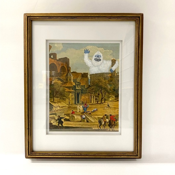 ALTERED Reimagined Thrift Store Find Framed Christmas Rudolph Reindeer Decor - Picture 10 of 10